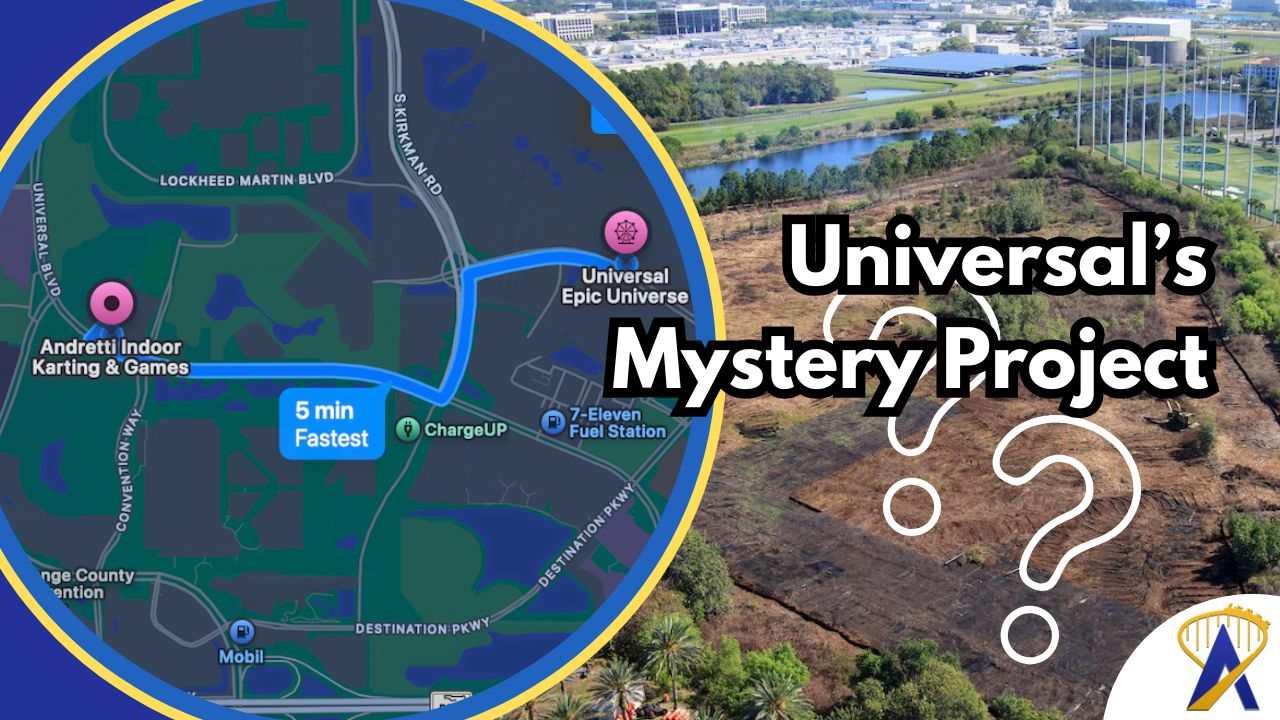 Aerial view of Universal Orlando mystery land clearing site near Epic Universe
