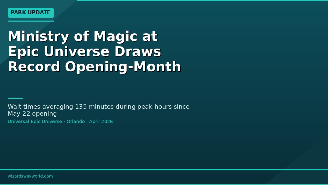 Crowds outside the Ministry of Magic entrance at Epic Universe